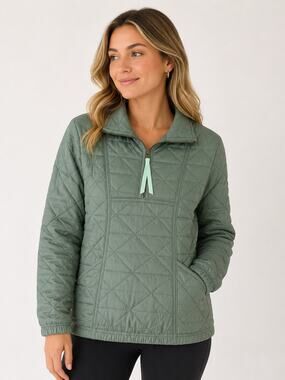 Avalanche Outdoor Supply Co. Quilted Quarter-Zip Pullover Sage Green Small